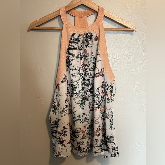 H&M Crane Garden Print Halter Blouse - Picture 2 of 13